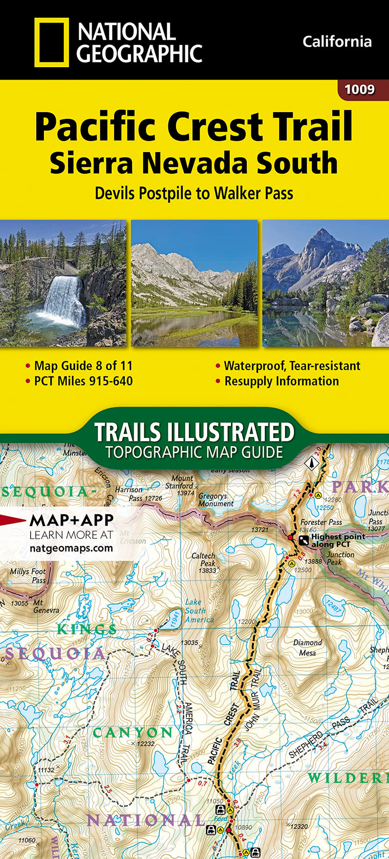 Pacific Crest Trail: Sierra Nevada South Map [Devil's Postpile to Walker Pass] (National Geographic Topographic Map Guide, 1009)