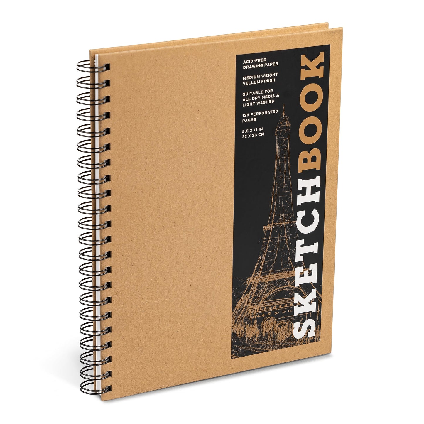 Sketchbook 8.5 x 11" Kraft Spiral Hardcover Mixed Media Sketchbook for Drawing: Acid-Free Quality Paper (128 pages) (Union Square & Co. Sketchbooks)