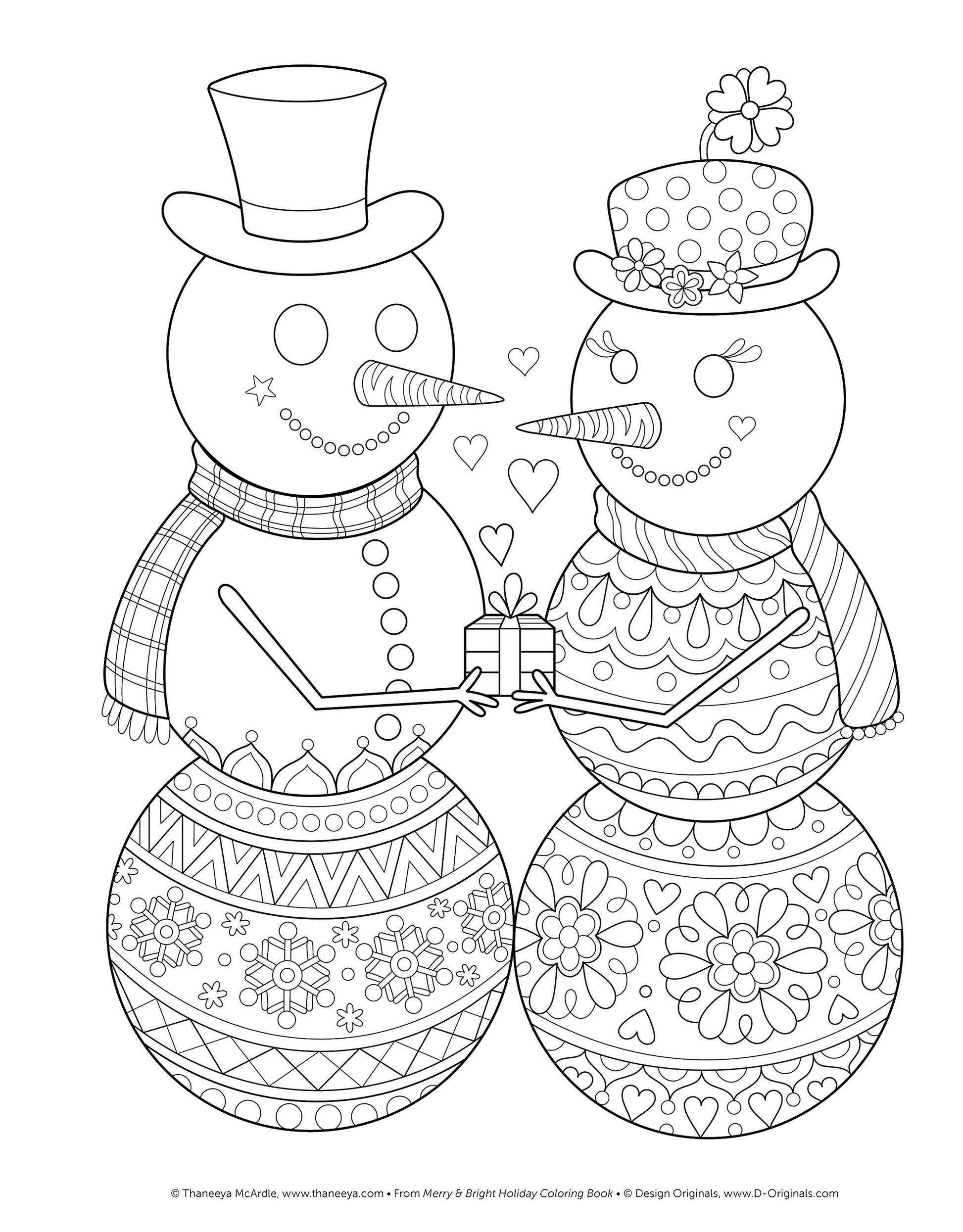 Merry & Bright Holiday Coloring Book (Design Originals) A Festive Christmas Coloring Wonderland of Snowmen, Ice Skates, and Quirky Critters on High-Quality Perforated Pages that Resist Bleed Through