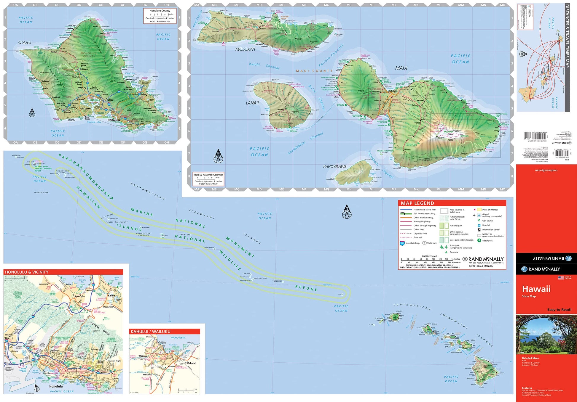 Rand McNally Easy to Read: Hawaii State Map