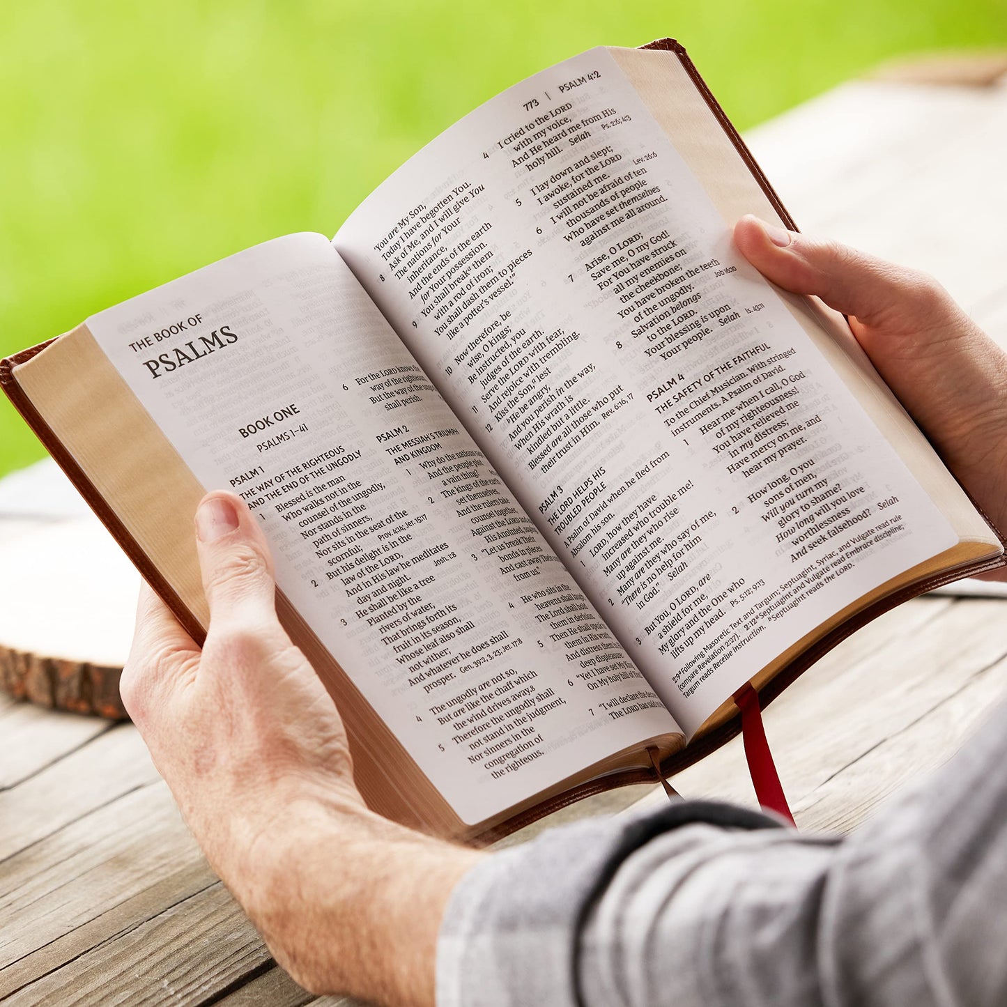 NKJV, Personal Size Large Print End-of-Verse Reference Bible, Verse Art Cover Collection, Leathersoft, Brown, Red Letter, Comfort Print: Holy Bible, New King James Version