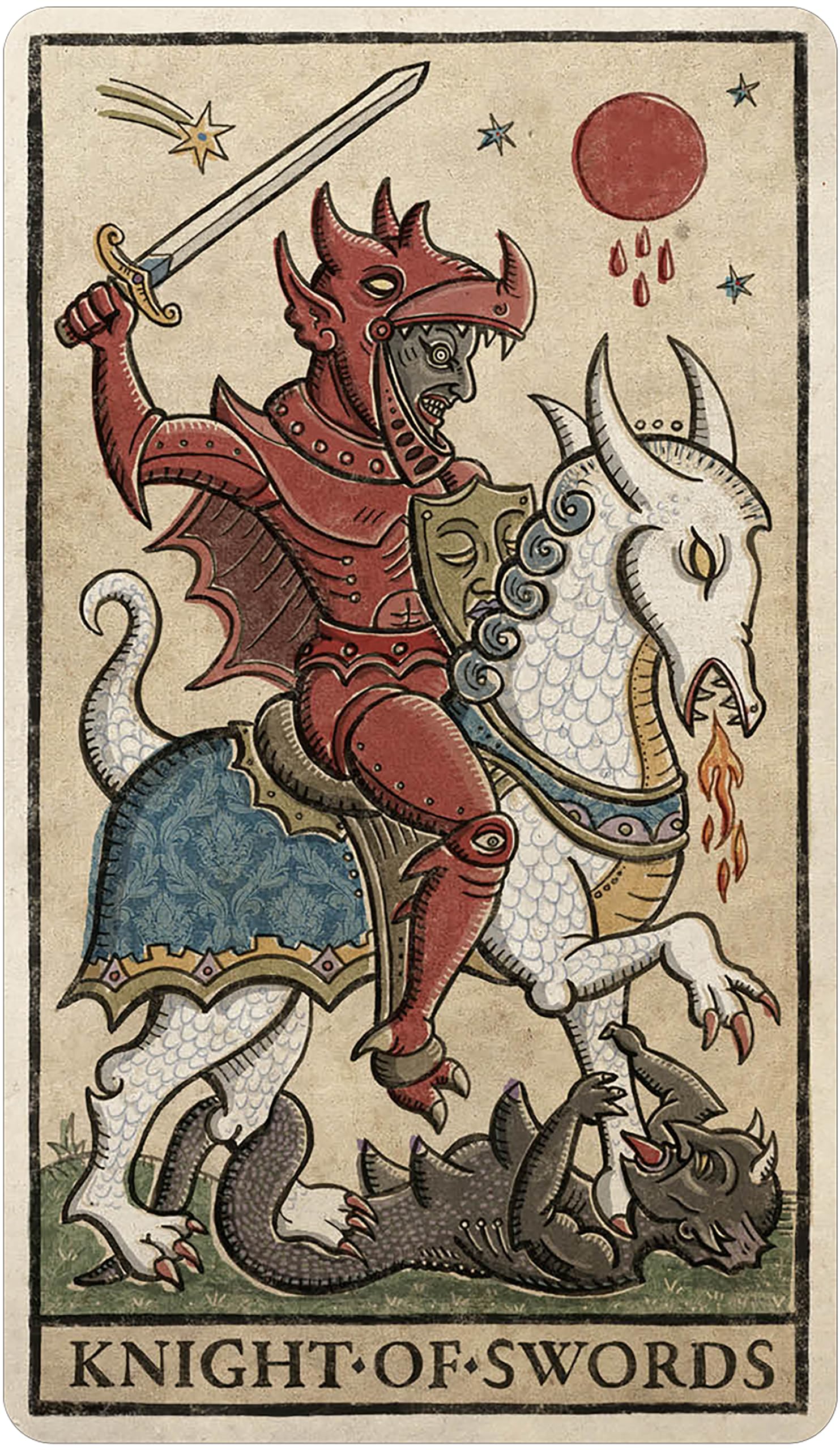 Trionfi Della Luna Tarot: Fully Illustrated 78-card Tarot Deck Inspired by Marseilles Style Tarot, Includes 68-Page Booklet of Card Meanings, Packaged in Premium Tuckbox, Insightful Tarot Readings