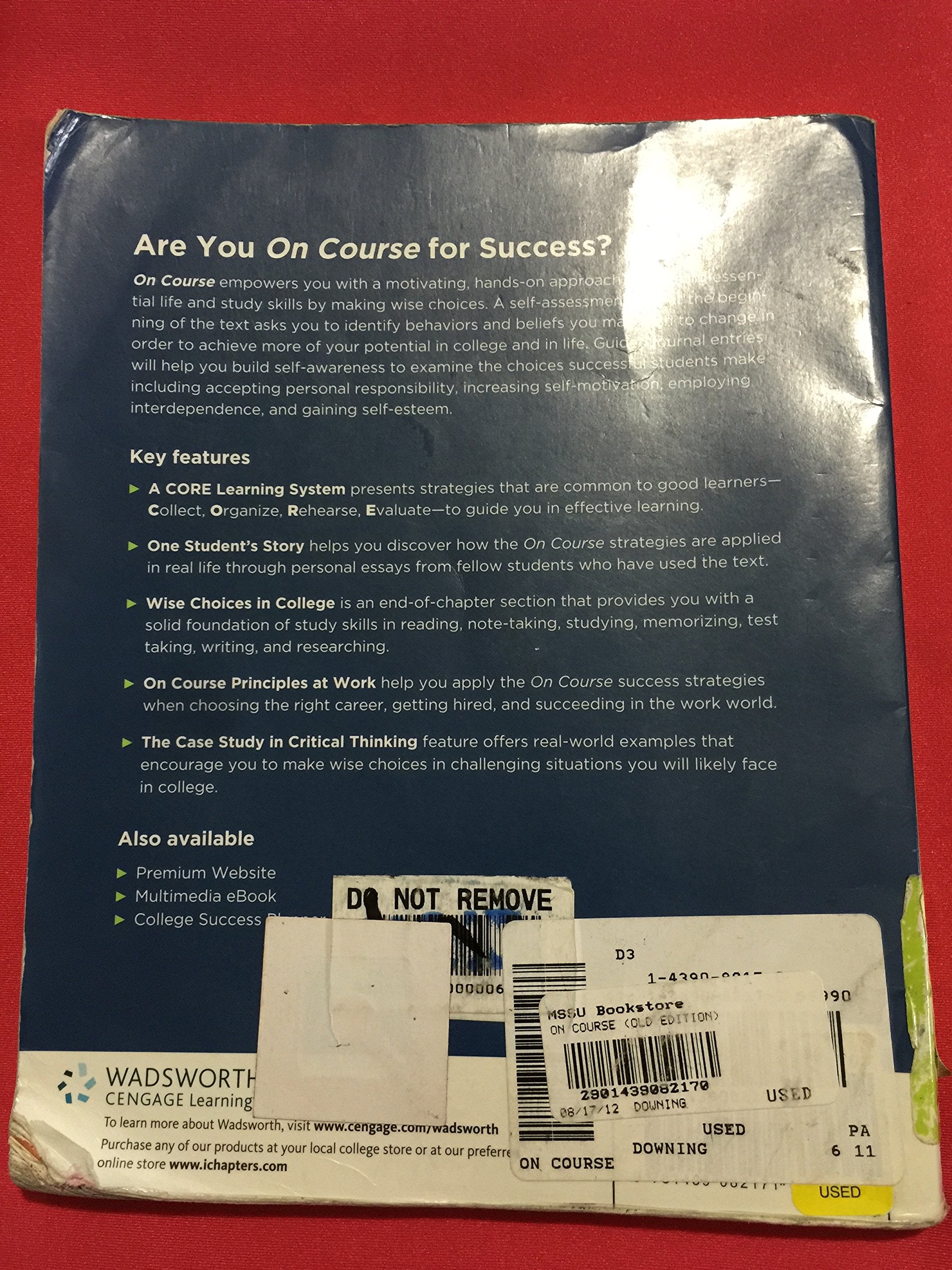 On Course: Stategies for Creating Success in College and in Life (Textbook-specific CSFI)