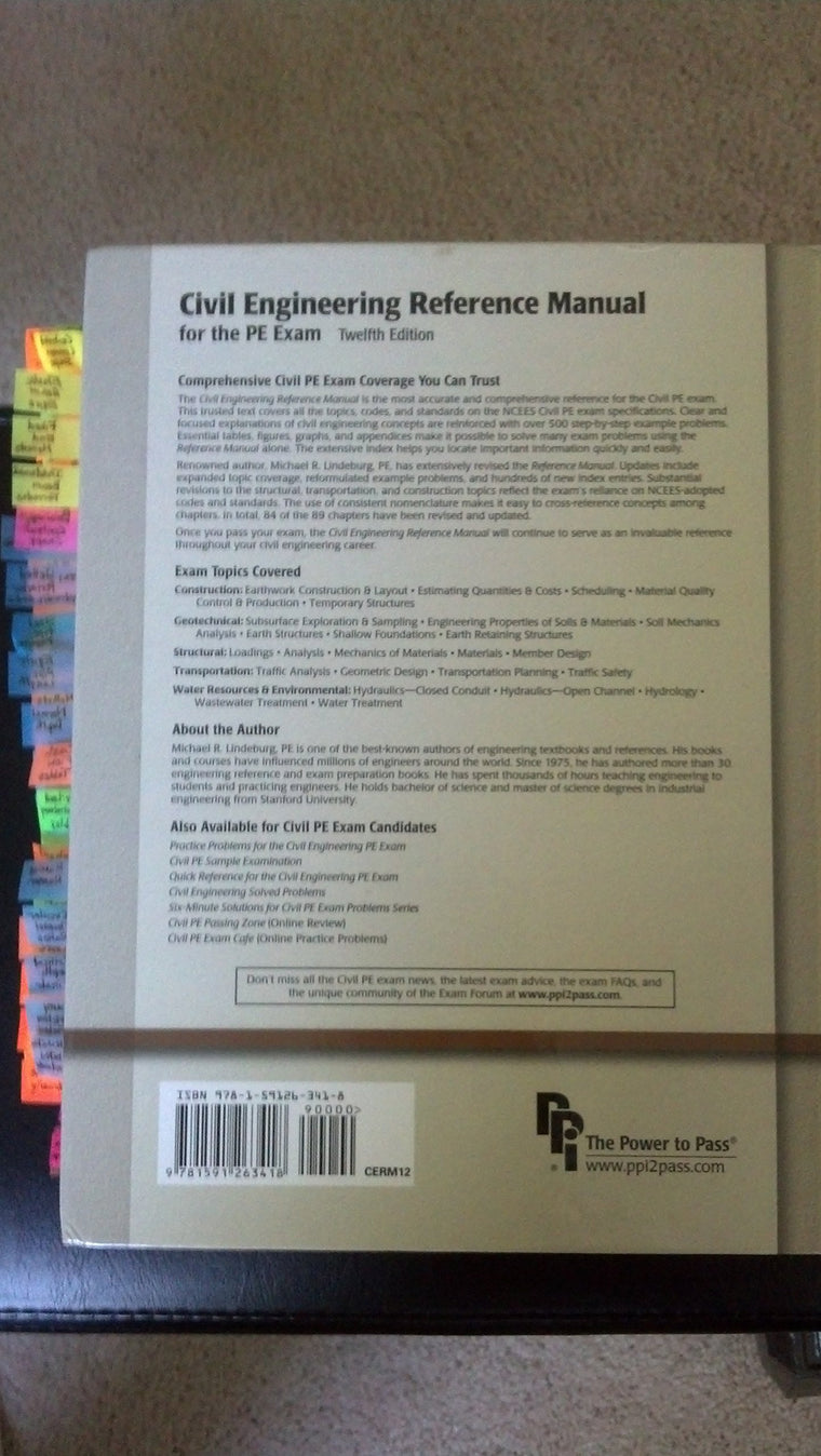 Civil Engineering Reference Manual for the PE Exam — back cover