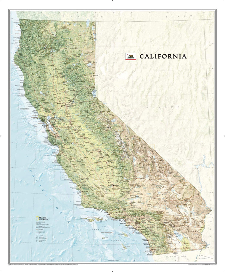 National Geographic California Wall Map - Laminated (33.5 x 40.5 in) (National Geographic Reference Map)