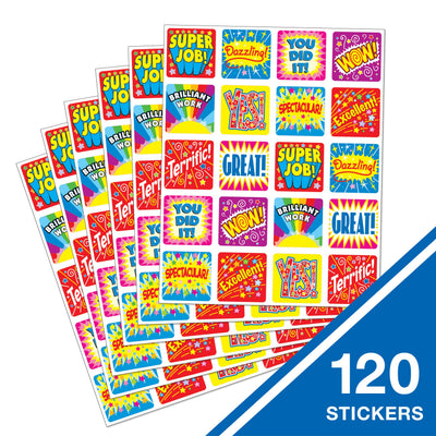 Carson Dellosa 120 Inspirational Stickers for Kids, 6 Sheets of Incentives With Positive Affirmations for Prizes, Reward Chart, School Supplies for Teachers, Classroom Must Haves
