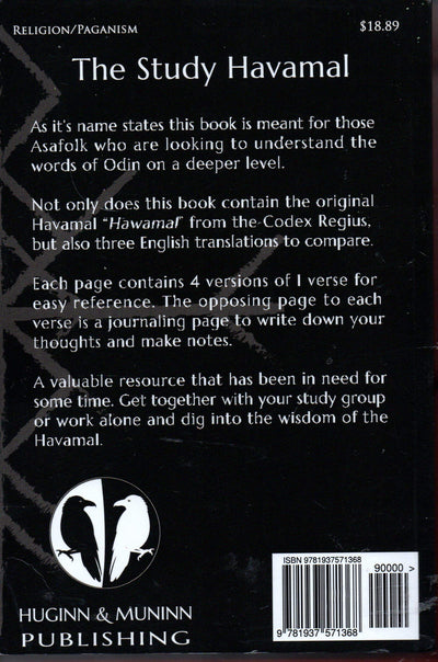 The Study Havamal: Original Old Norse - 3 English Translations - Journal