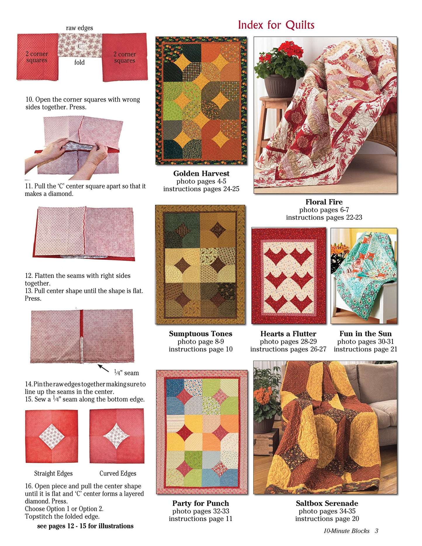 10-Minute Blocks: 3-Seam Squares for Quicker Quilts: Jelly Rolls, Layer Cakes or Yardage (Design Originals) Handy Technique for a King-Size Quilt in a Day or a Throw in an Hour; 7 Stylish Projects