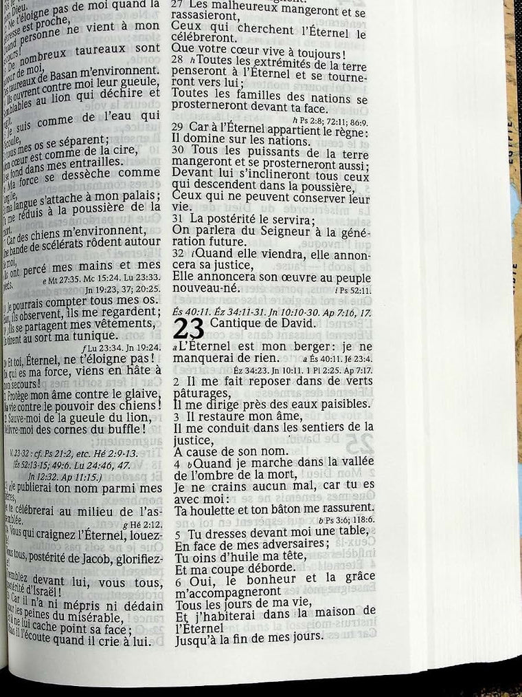 French Bible Segond 1910 Black Hardcover Handheld Size Red