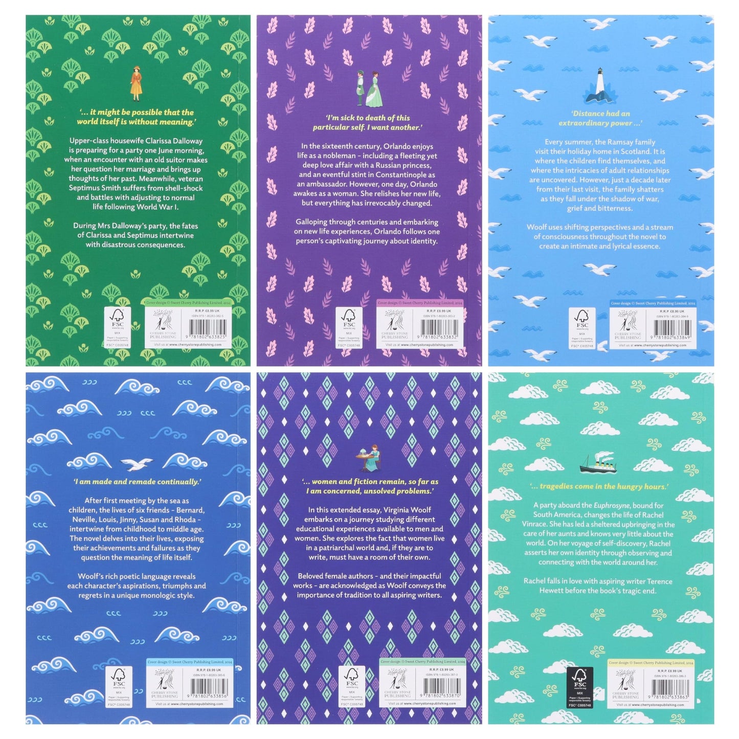 The Virginia Woolf Collection 6 Books set (A Room Of One's Own, Mrs Dalloway, Voyage out, The Waves, To The Lighthouse, Orlando)