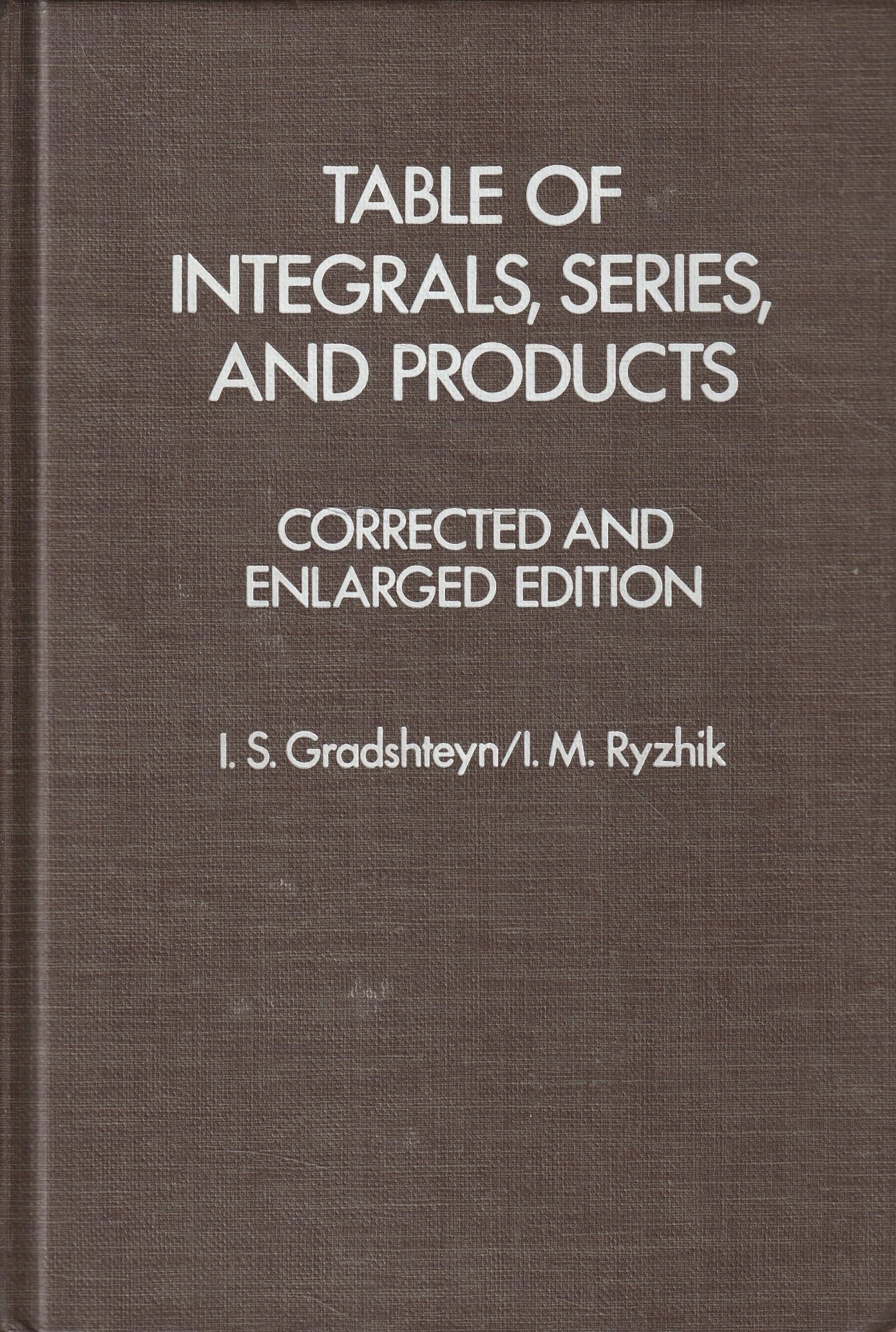 Table of Integrals, Series and Products, Corrected and Enlarged Edition