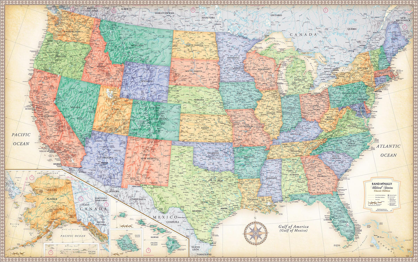 Rand McNally Classic Edition U.S. Wall Map - Laminated Rolled