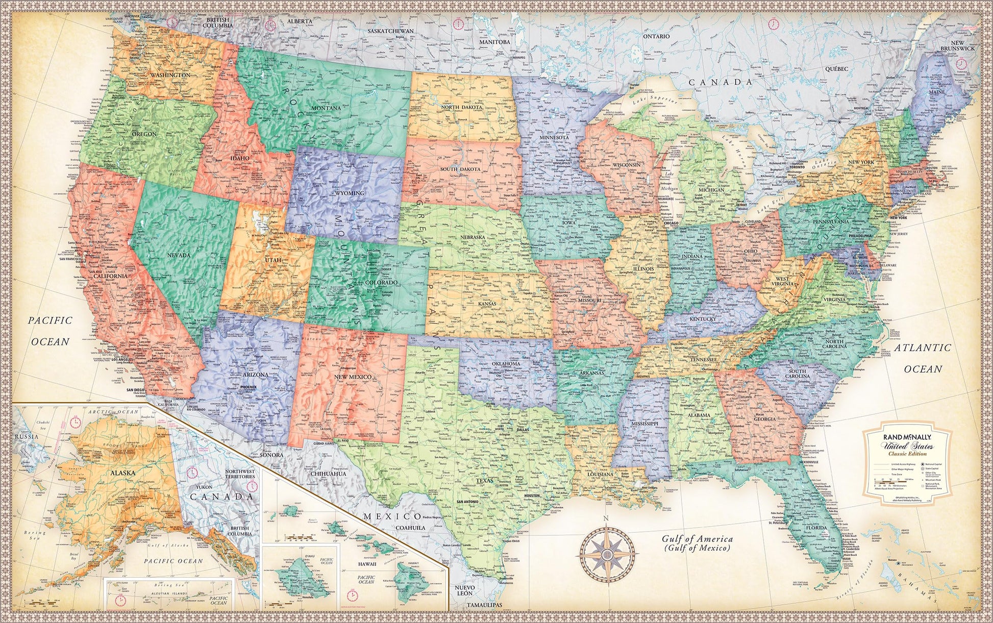 Rand McNally Classic Edition U.S. Wall Map - Laminated Rolled