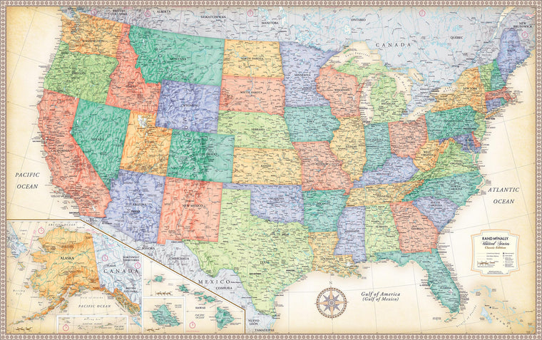 Rand McNally Classic Edition U.S. Wall Map - Laminated Rolled