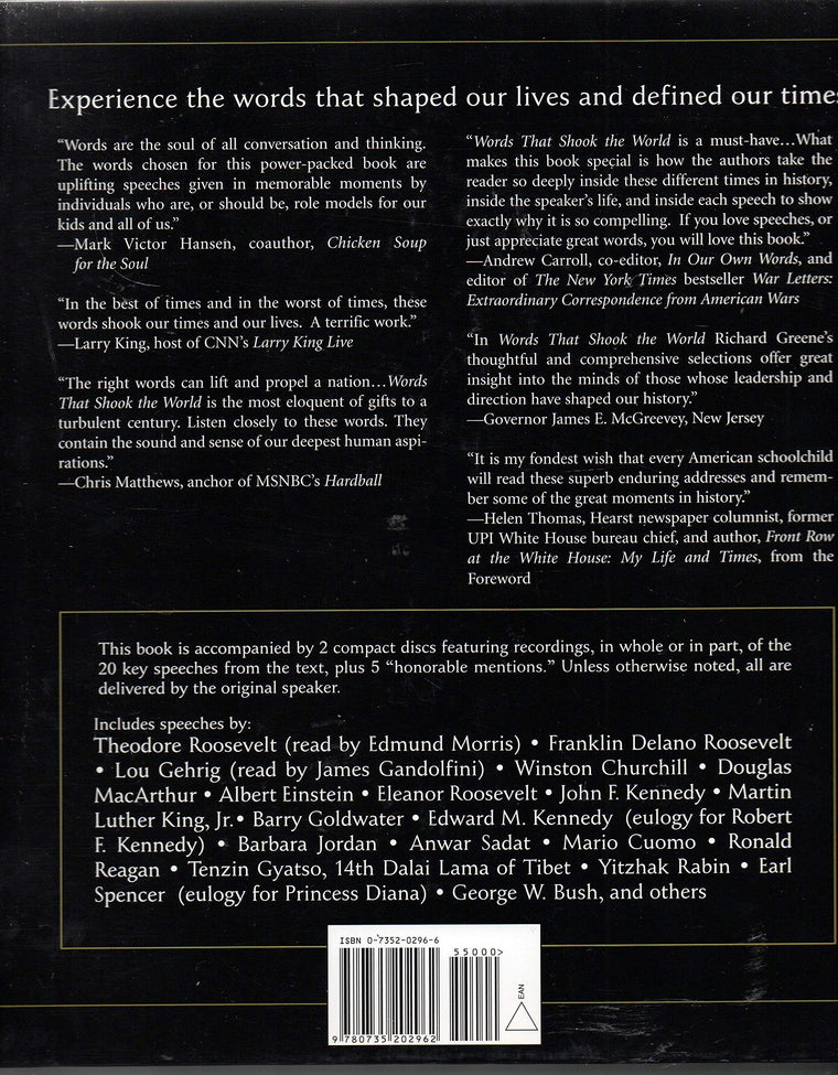 Words That Shook the World: 100 Years of Unforgettable Speeches and Events — back cover