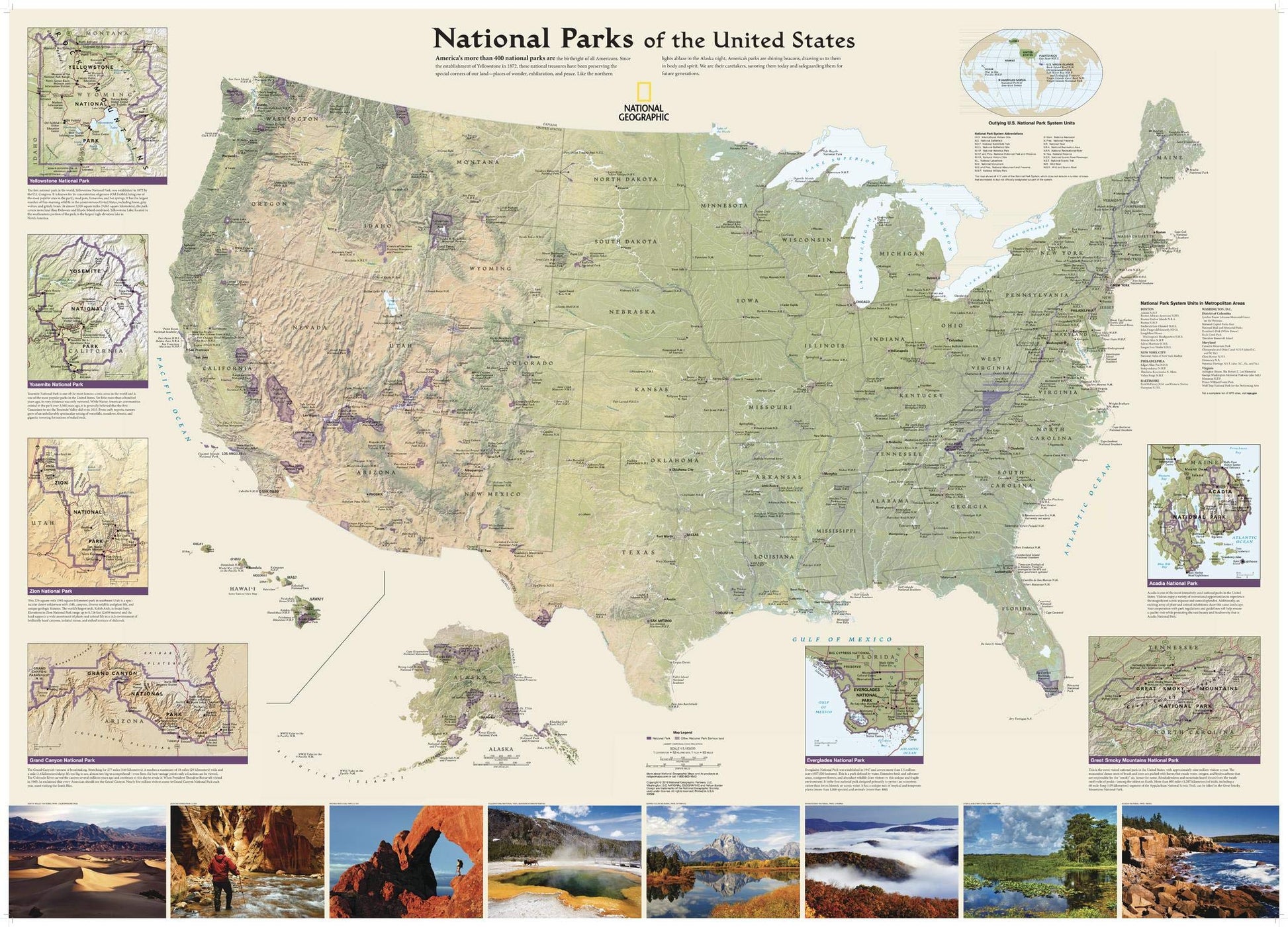 National Geographic: National Parks of the United States Wall Map (42 x 30 inches) (National Geographic Reference Map)