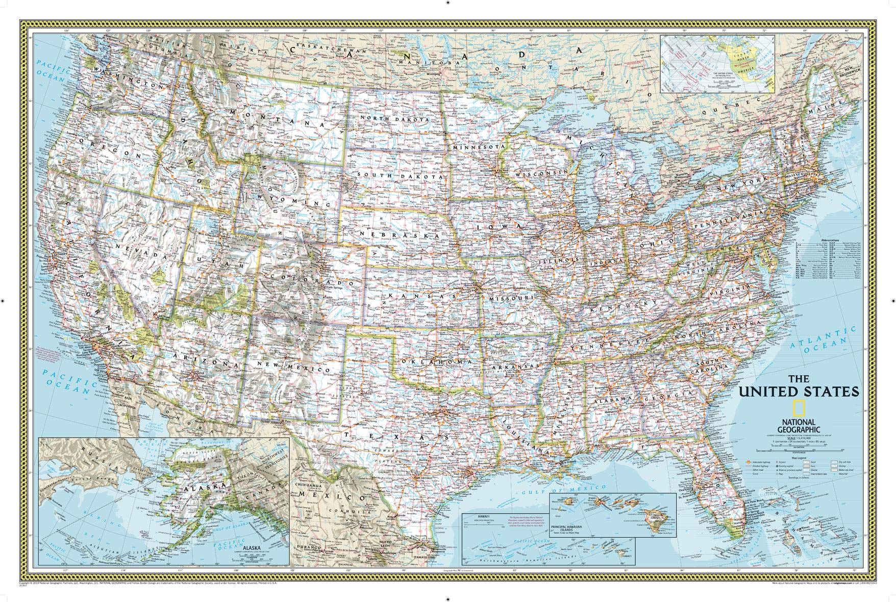 National Geographic United States Wall Map - Classic (Poster Size: 36 x 24 in) (National Geographic Reference Map)