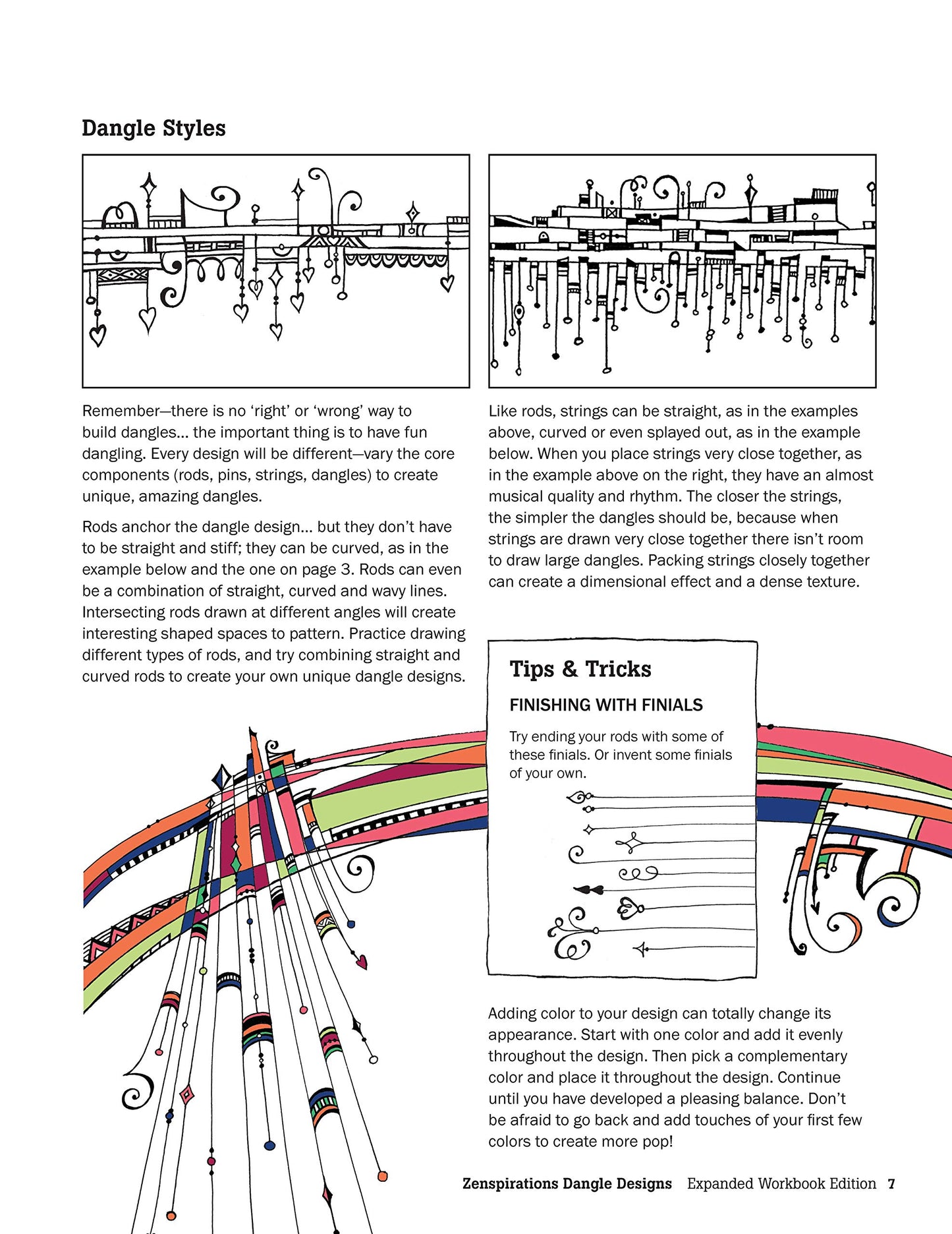 Zenspirations (R) Dangle Designs, Expanded Workbook Edition (Design Originals) Learn How to Create Beautiful Dangling Doodles to Embellish Crafts, Journals, Gifts, Notebooks, Letters, Cards, and More