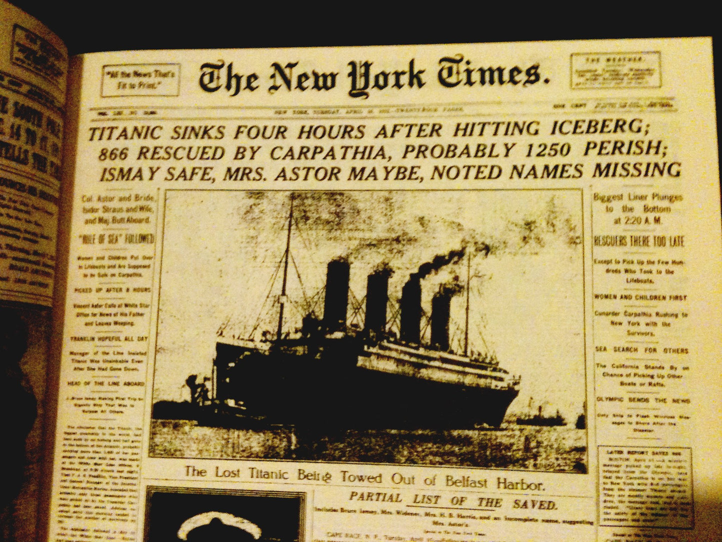 The New York Times Page One: Major Events 1900-1997 As Prese