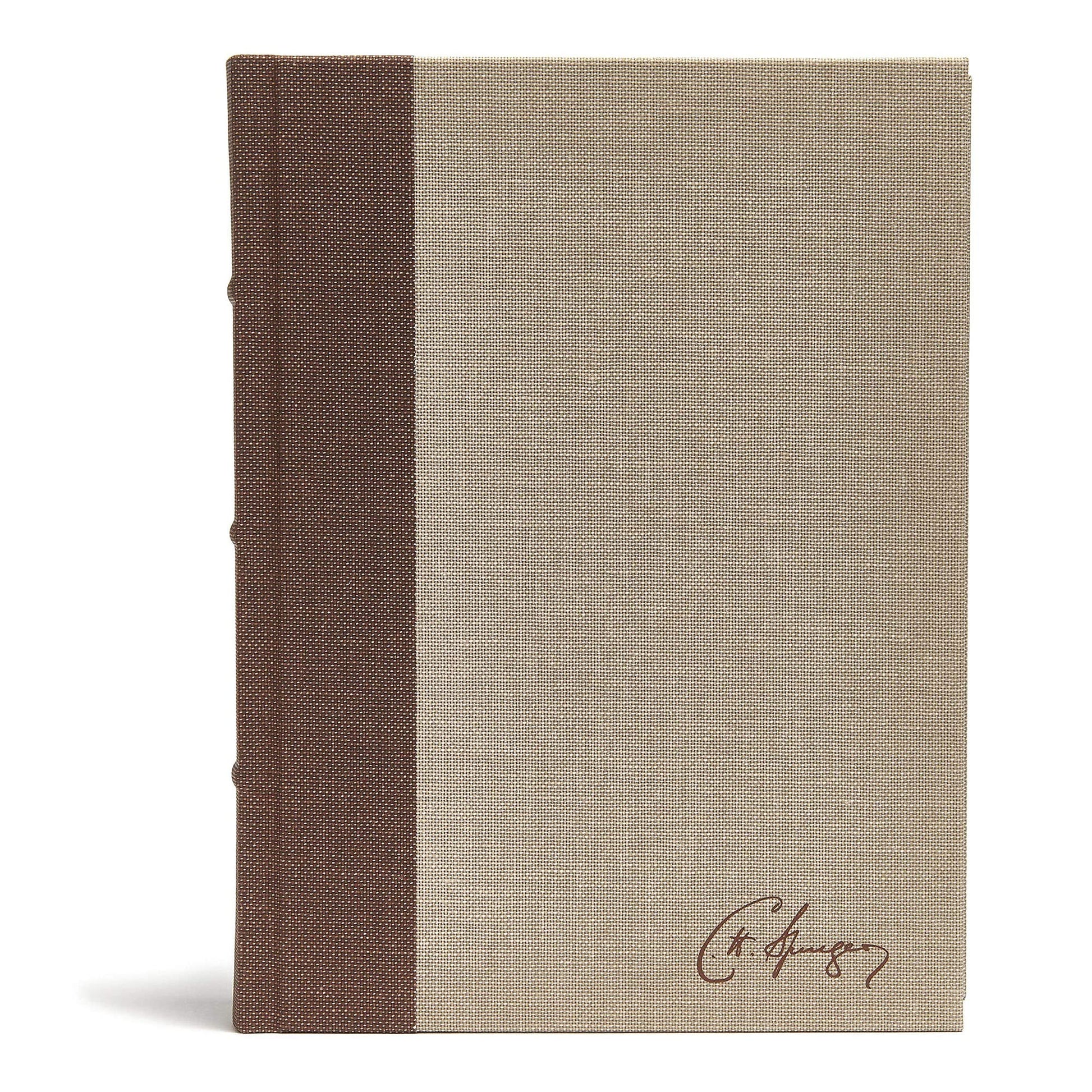 CSB Spurgeon Study Bible, Brown/Tan Cloth Over Board, Black Letter, Study Notes, Quotes, Sermons Outlines, Ribbon Marker, Sewn Binding, Easy-to-Read Bible Serif Type