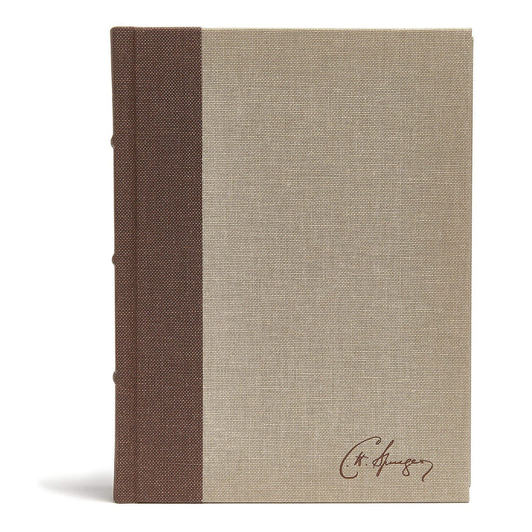 CSB Spurgeon Study Bible, Brown/Tan Cloth Over Board, Black Letter, Study Notes, Quotes, Sermons Outlines, Ribbon Marker, Sewn Binding, Easy-to-Read Bible Serif Type