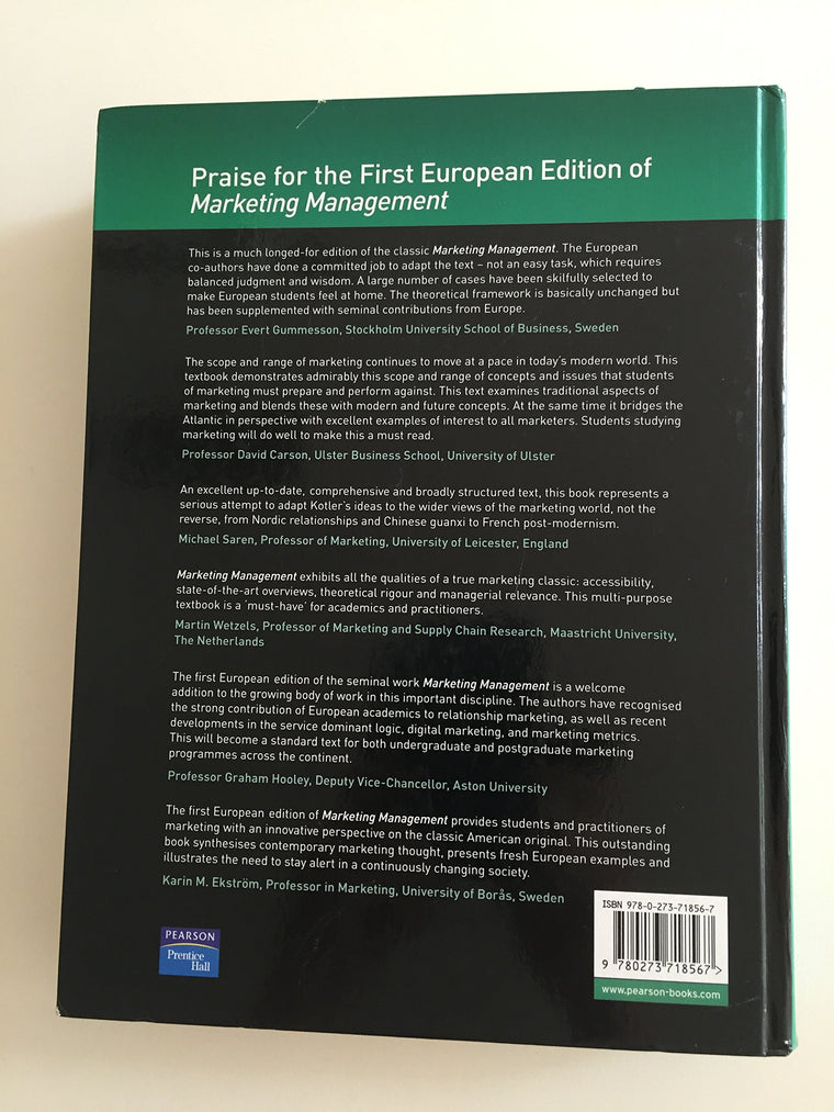 Marketing Management: European Edition — back cover