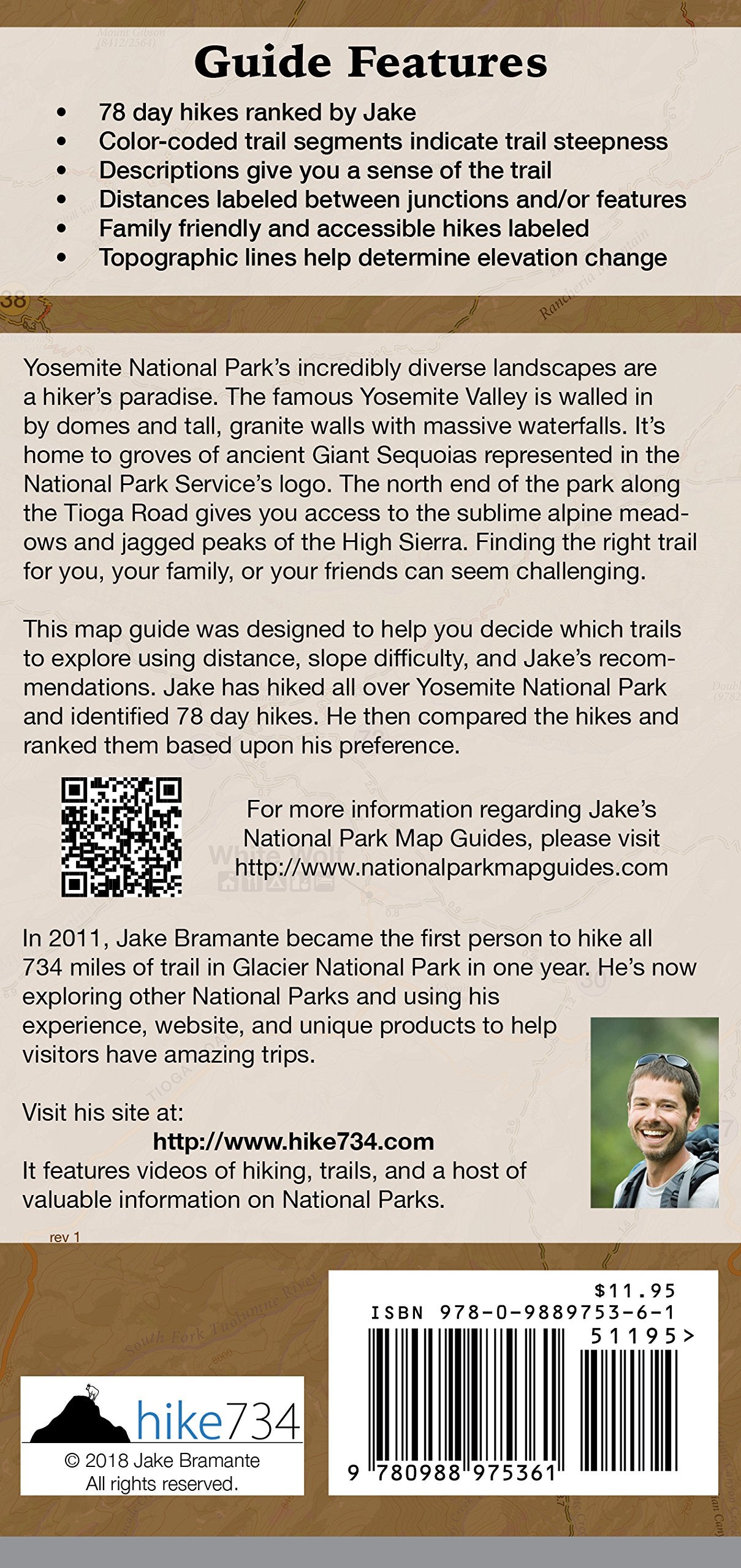 Day Hikes of Yosemite National Park Map Guide