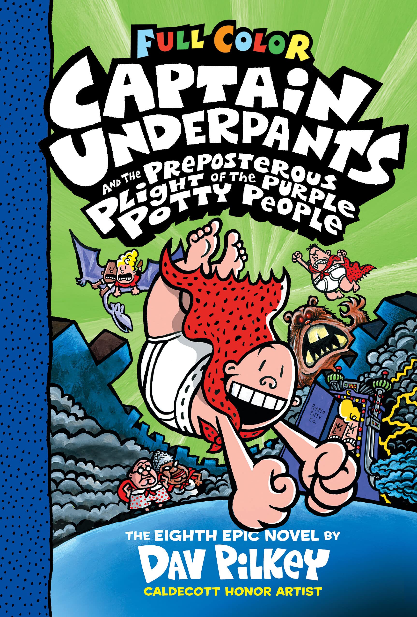 Captain Underpants and the Preposterous Plight of the Purple Potty People: Color Edition (Captain Underpants #8): From the Creator of Dog Man (8)
