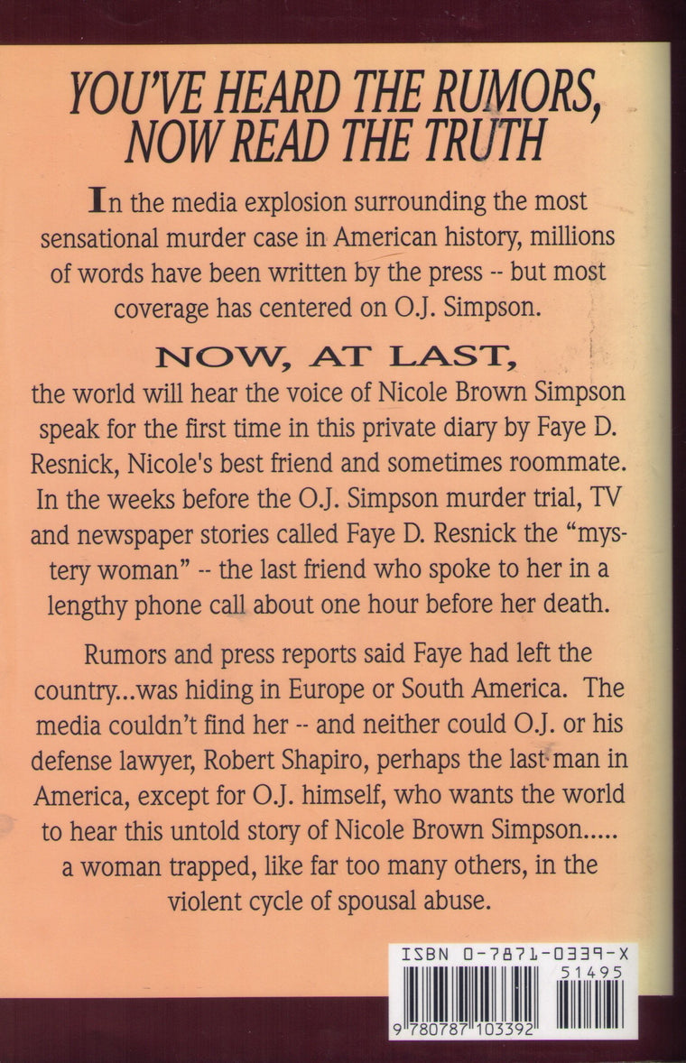 Nicole Brown Simpson: The Private Diary of a Life Interrupted — back cover