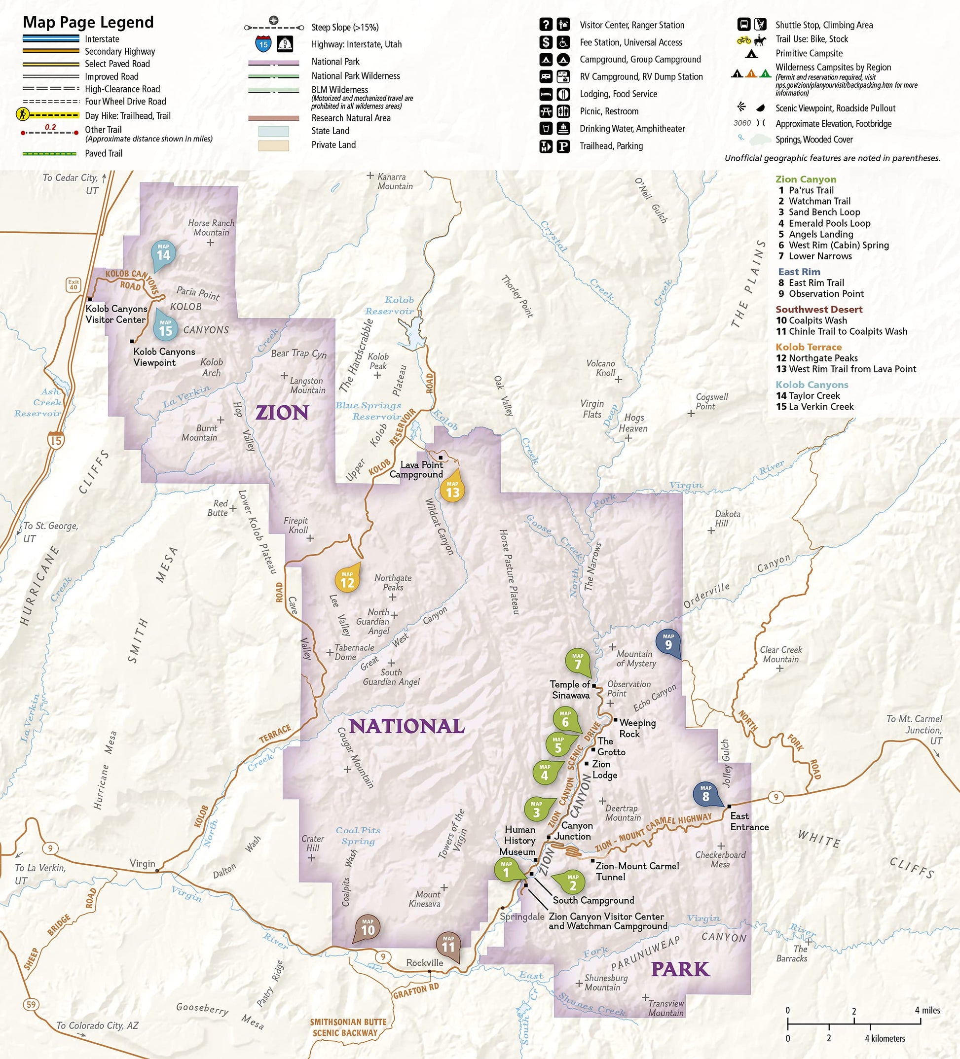 Zion National Park Day Hikes Map (National Geographic Topographic Map Guide, 1712)