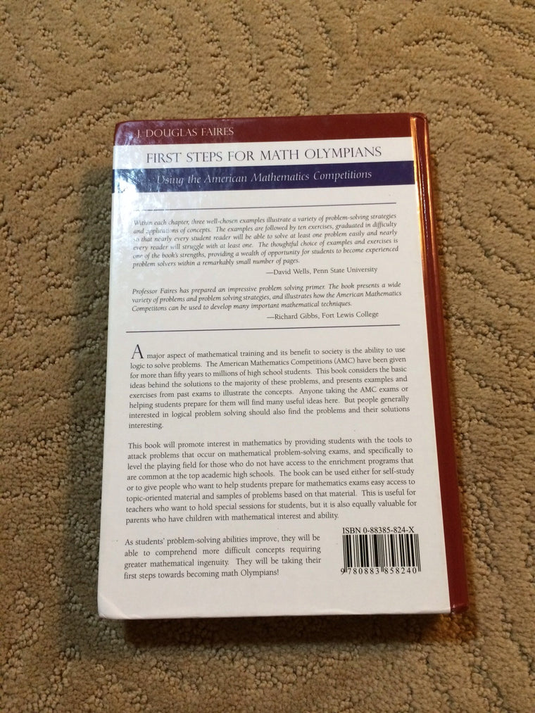 First Steps for Math Olympians: Using the American Mathematics Competitions (Problem Books) (MAA Problem Book Series) — back cover