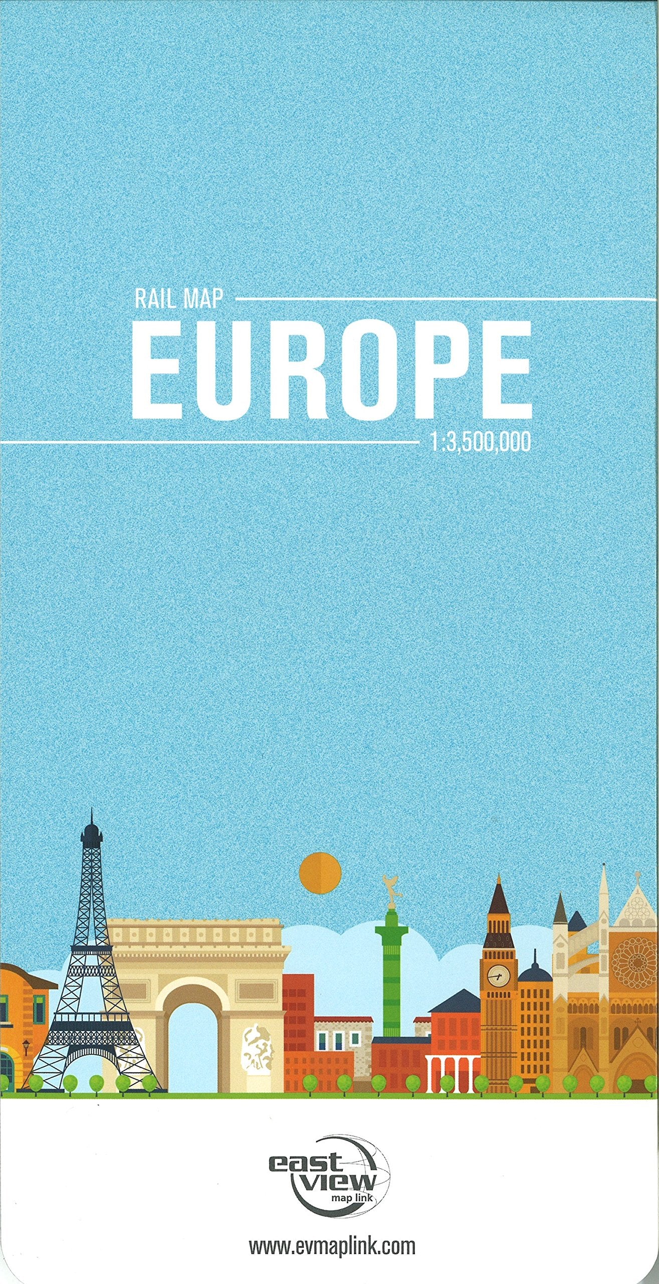 Rail Map of Europe with Ferry Routes by East View Map Link