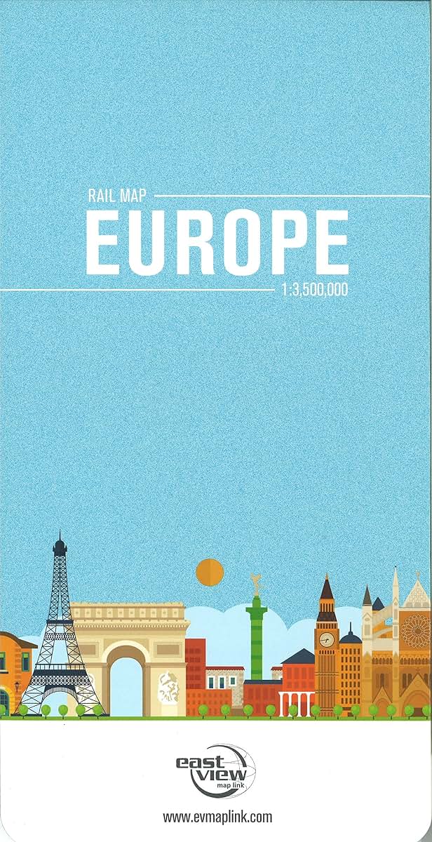 Rail Map of Europe with Ferry Routes by East View Map Link