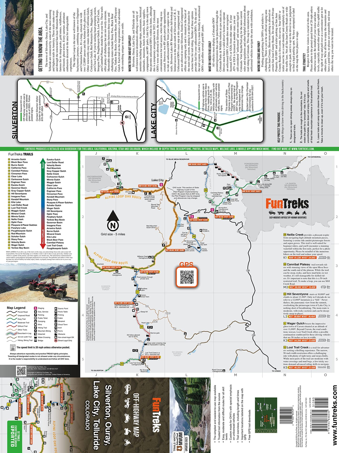 Off-Highway Map for Silverton, Ouray, Lake City, Telluride Colorado