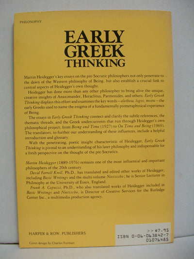 Early Greek Thinking (English and German Edition) by Heidegg