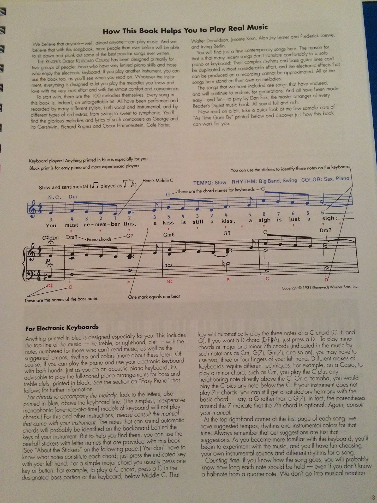 The Reader's Digest Keyboard Course: Learn to Play 100 Unforgettable Songs the Easy Way