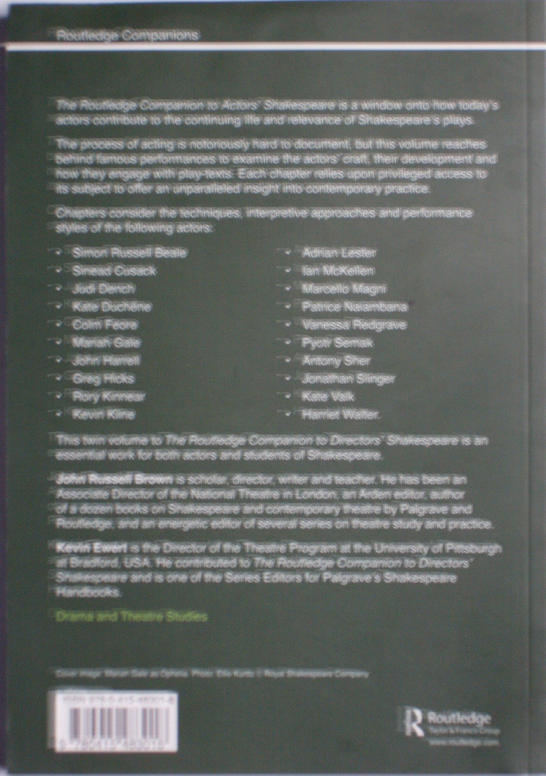 The Routledge Companion to Actors' Shakespeare (Routledge Companions)