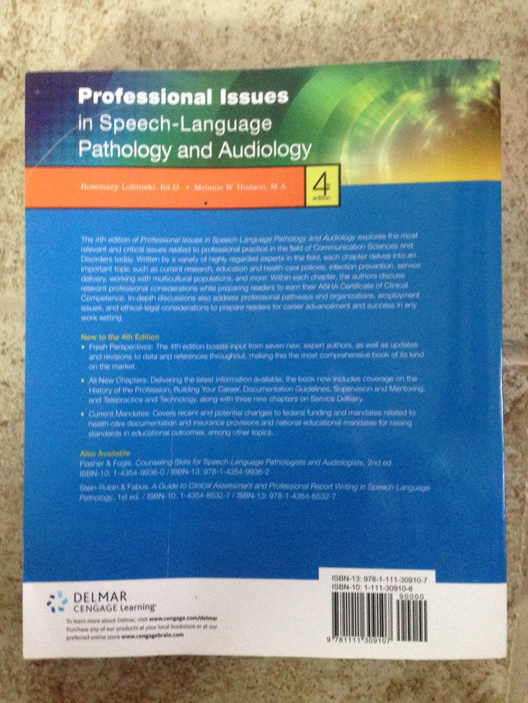 Professional Issues in Speech-Language Pathology and Audiology — back cover