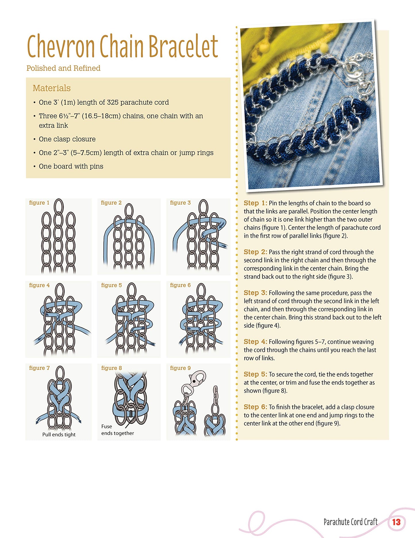 Parachute Cord Craft: Quick & Simple Instructions for 22 Cool Projects (Design Originals) Step-by-Step Directions & Knots for Bracelets, Necklaces, Belts, Lanyards, Dog Collars, Key Fobs, & More