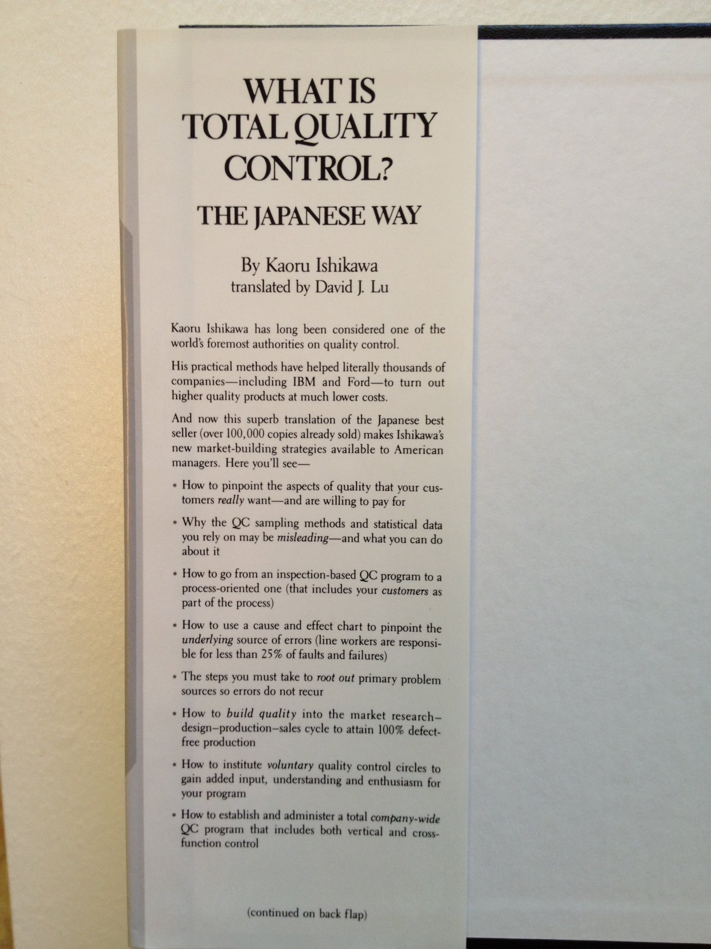 What Is Total Quality Control?: The Japanese Way (English and Japanese Edition)