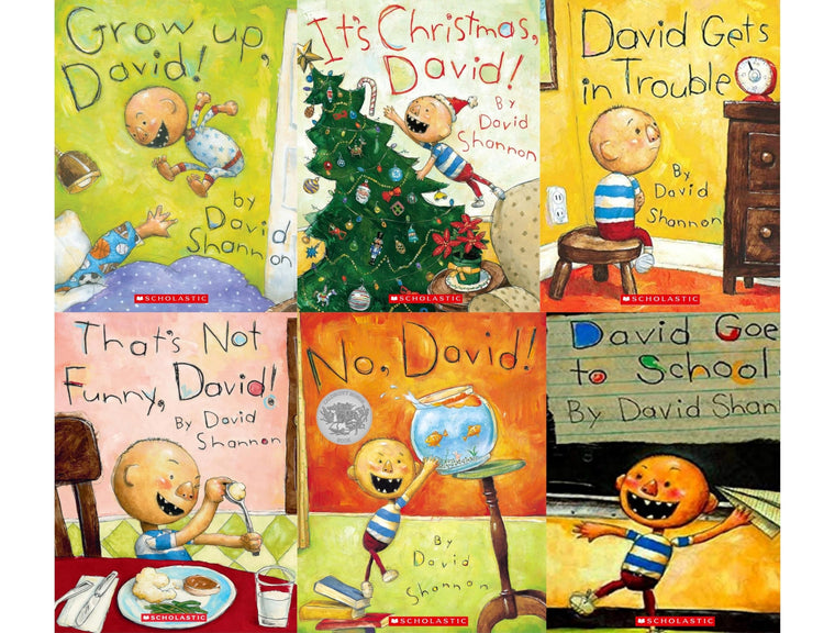 No, David! 6 Book Collection Set (David Gets in Trouble, David Goes to School, No, David!, Grow Up David! , That's Not Funny, David!, It's Christmas, David!) By David Shannon