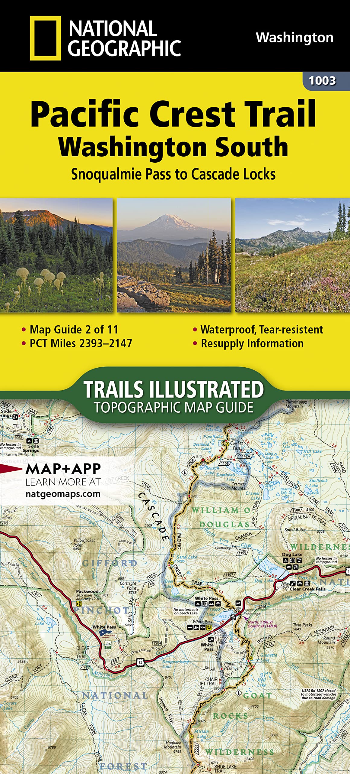 Pacific Crest Trail: Washington South Map [Snoqualmie Pass to Cascade Locks] (National Geographic Topographic Map Guide, 1003)