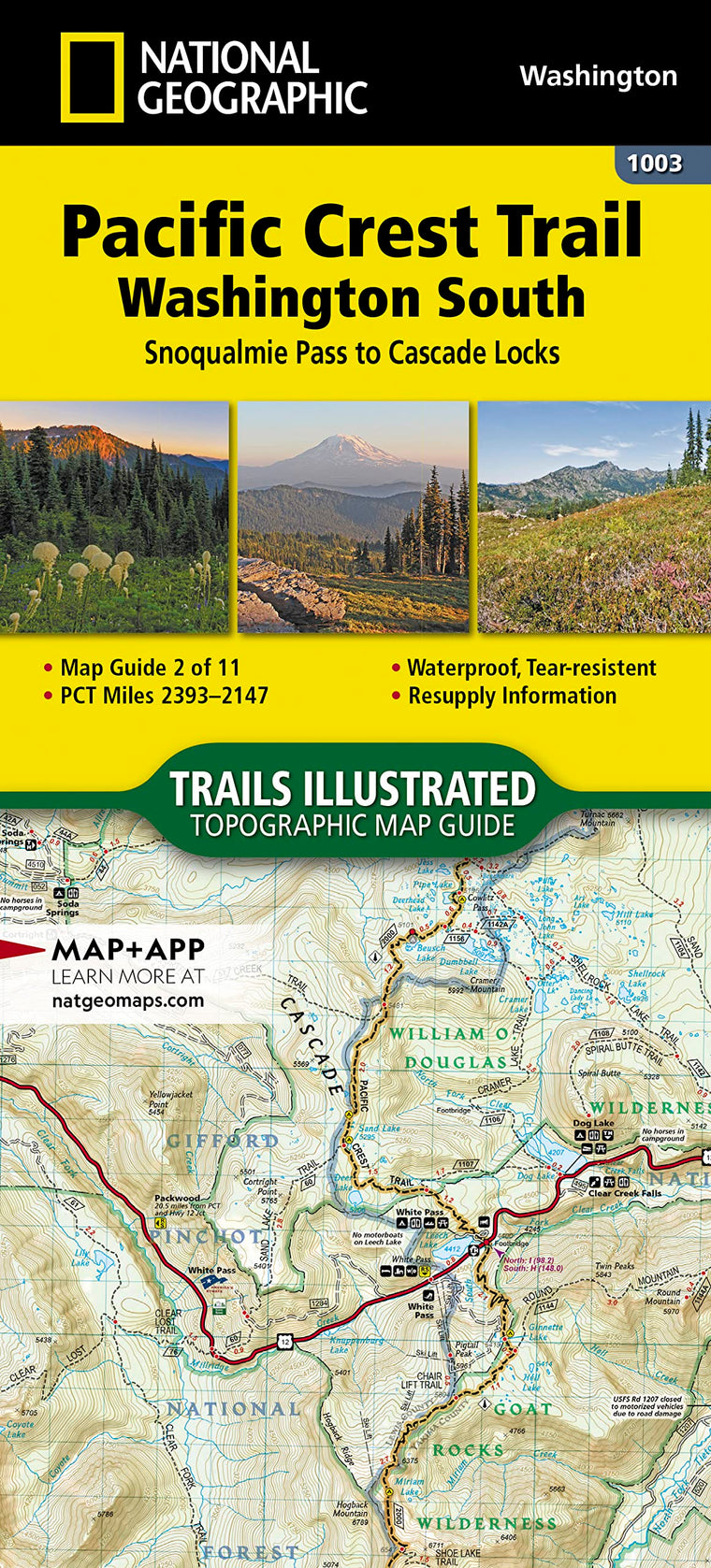 Pacific Crest Trail: Washington South Map [Snoqualmie Pass to Cascade Locks] (National Geographic Topographic Map Guide, 1003)