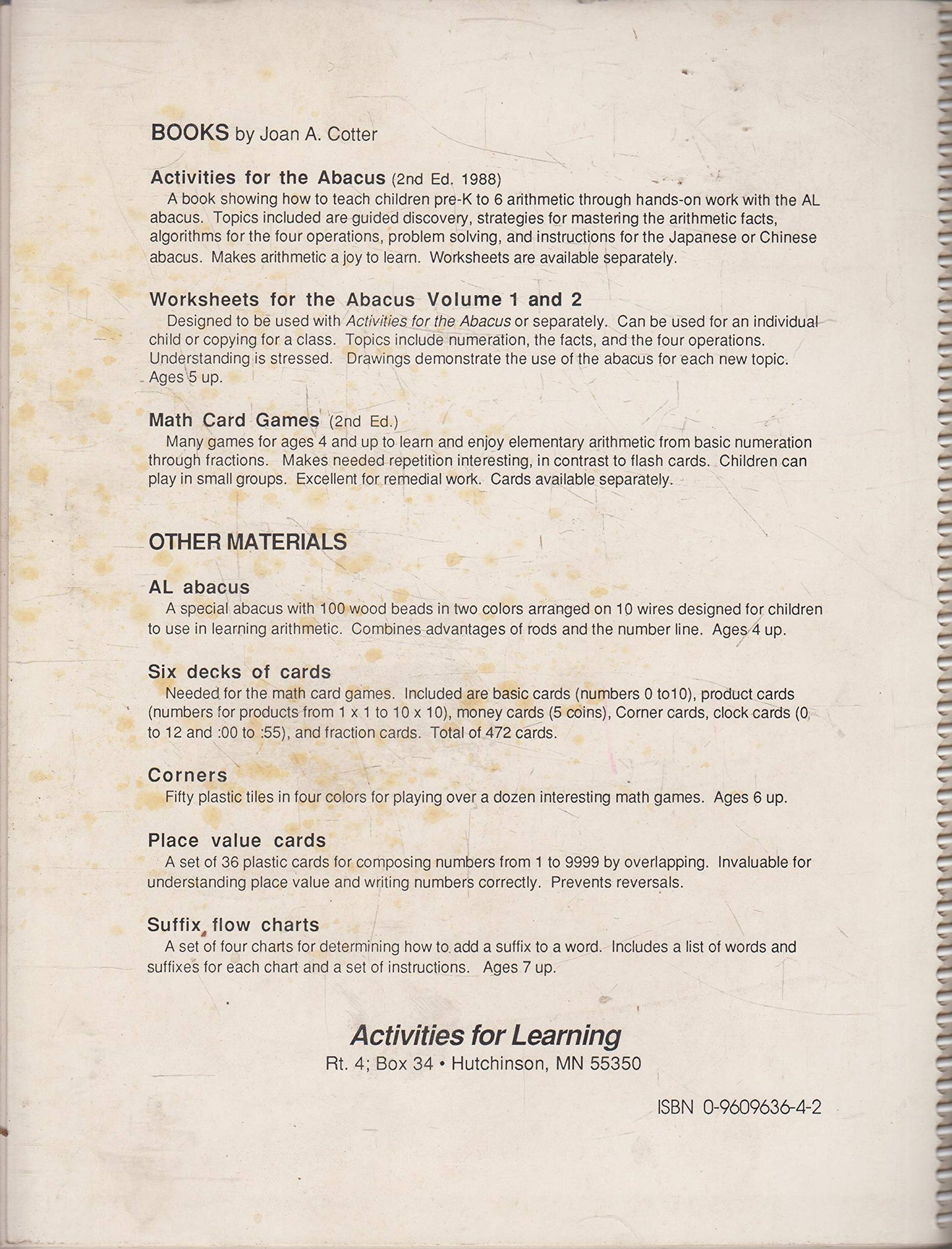 Activities for the Abacus: A Hands on Approach to Arithmetic