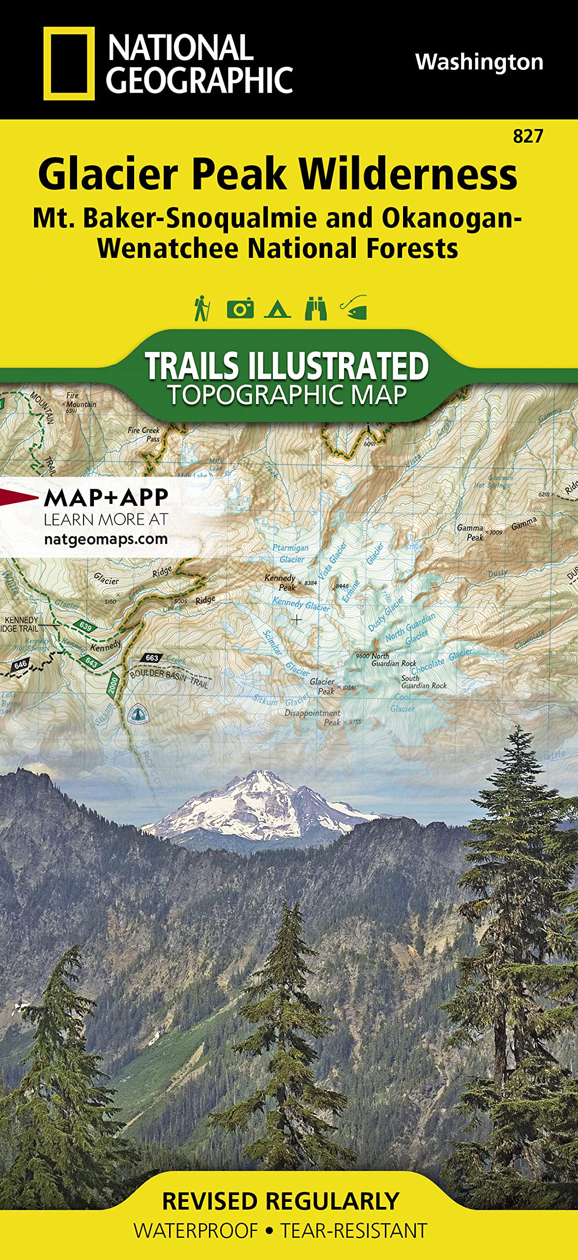 Glacier Peak Wilderness Map [Mt. Baker-Snoqualmie and Okanogan-Wenatchee National Forests] (National Geographic Trails Illustrated Map, 827)