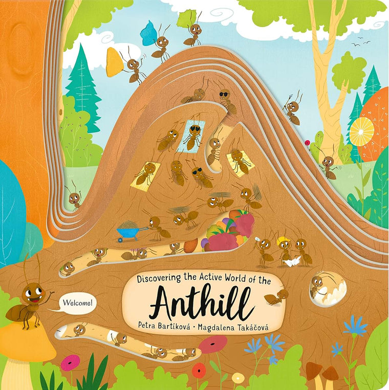 Discovering the Active World of the Anthill (Happy Fox Books) Board Book Teaches Kids Ages 3-6 about Ants, Digging More Deeply into a Hill with Every Page Turn - Fun Facts, Vocabulary Words, and More