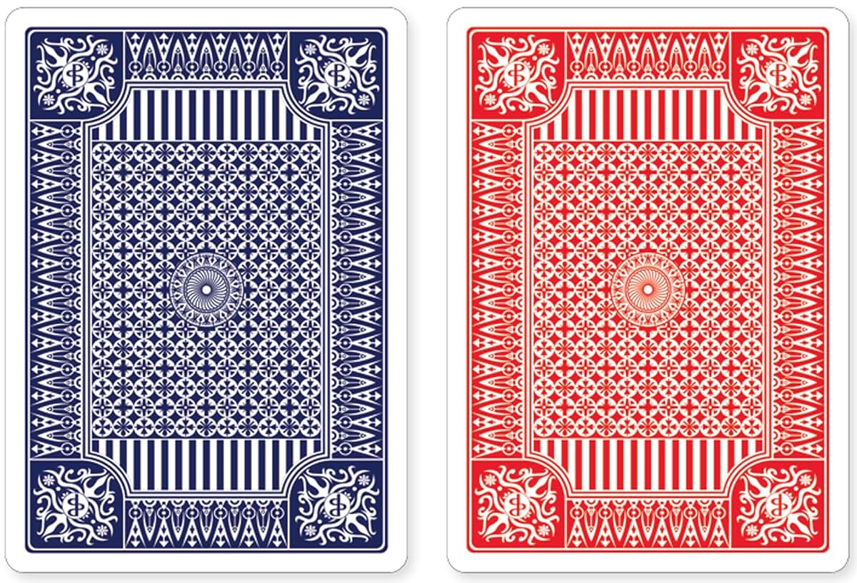Blue & Red Premium Plastic Playing Cards, Set of 2, Poker Size Deck (Standard Index)