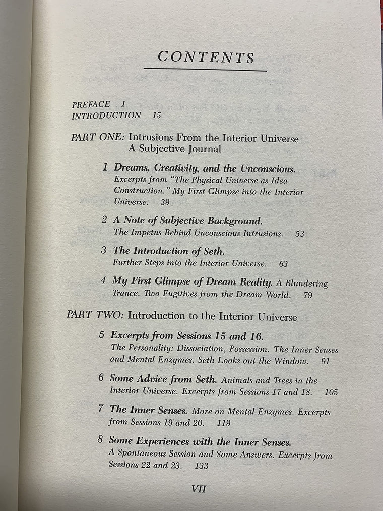 Seth, Dreams and Projections of Consciousness — back cover