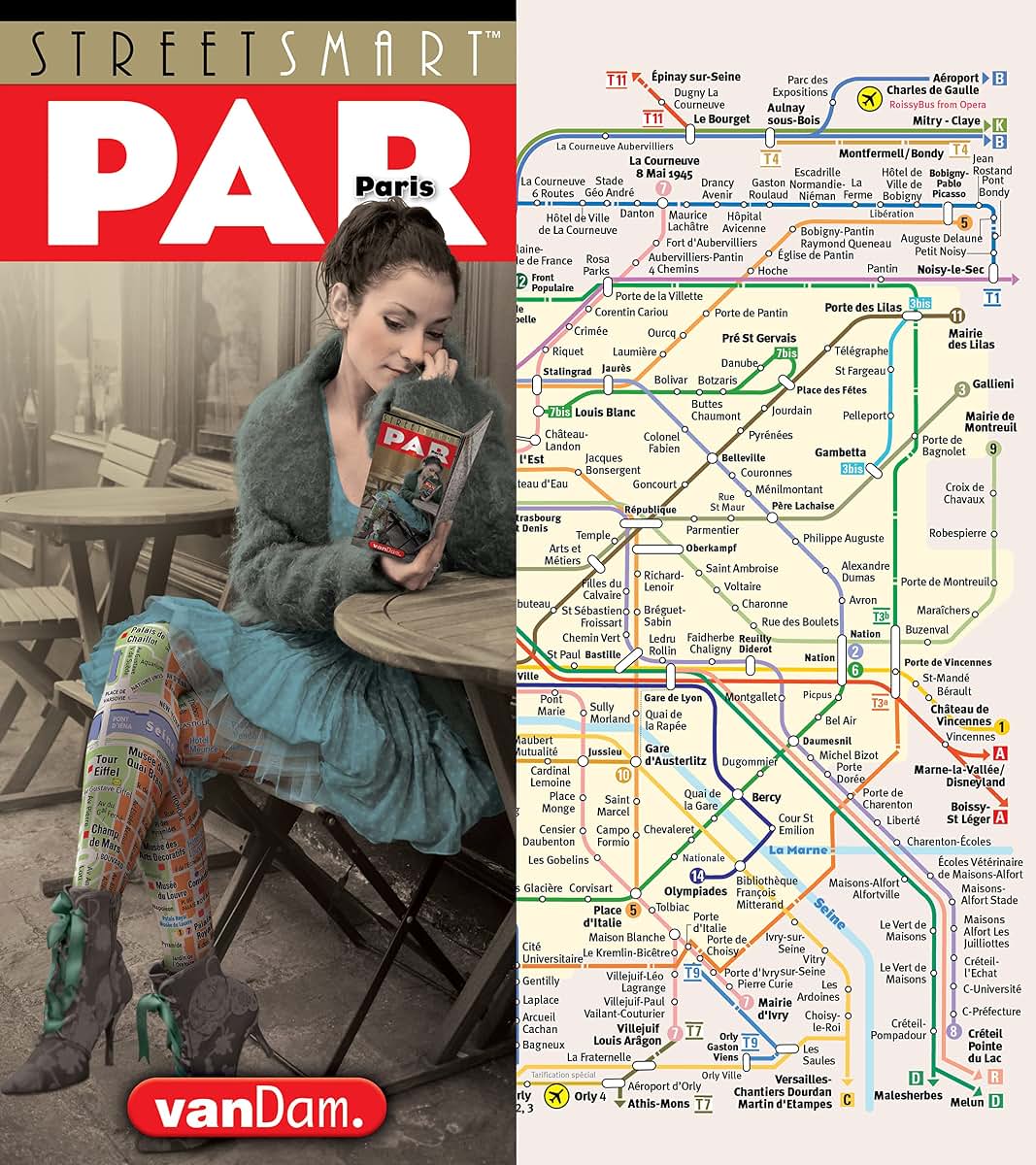 StreetSmart Paris Map by VanDam - City Center Street Map of Paris, France - Laminated folding pocket size city travel and Metro map with all attractions, sights and hotels (2026) English and French Edition)