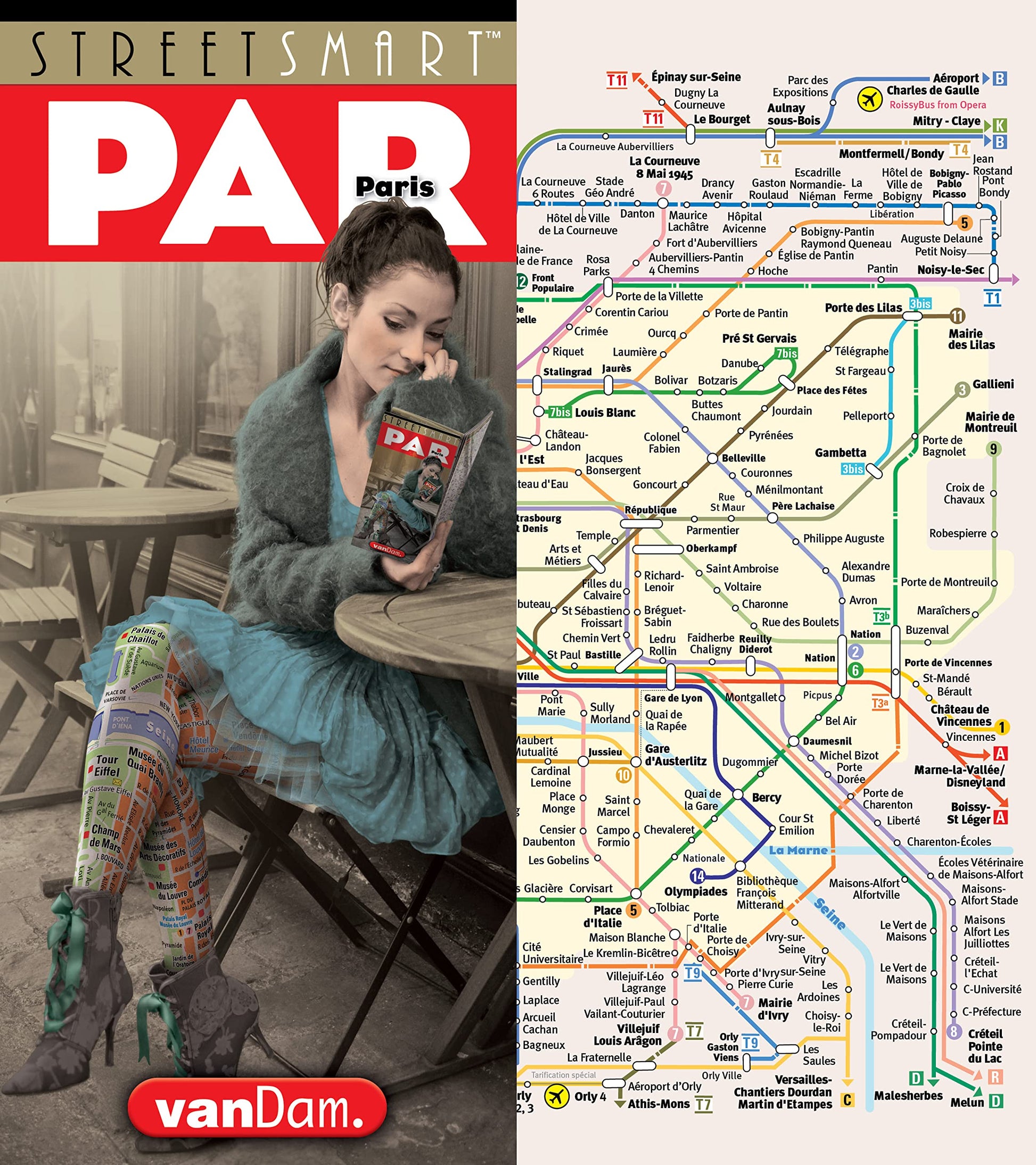 StreetSmart Paris Map by VanDam - City Center Street Map of Paris, France - Laminated folding pocket size city travel and Metro map with all attractions, sights and hotels (2026) English and French Edition)